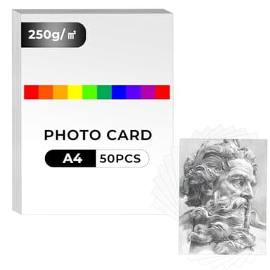 50 Feuilles Papier Cartonné a4, Papier Épais Blanc 250 g/m², Épais Feuilles Cartonnées A4, DIN A4-21 x 29,7 cm, Papiers Imprimante Pour Le Scrapbooking, Présentations, Cartes de Vœux