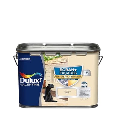Dulux Valentine Peinture Ecran+ Multi-Supports Extérieure Façades - Crépis, Briques, Ciment, Enduit, Alu, Zinc, PVC - Couleur Longue Tenue - Mat Ton Pierre 2,5L