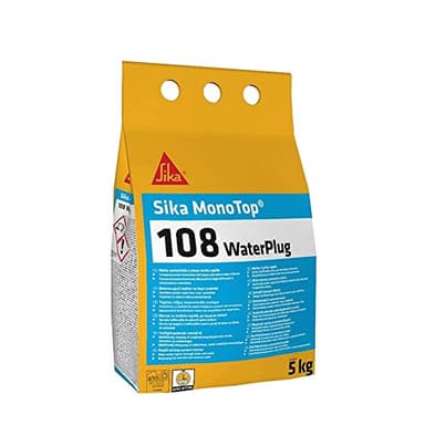 Sika - Sika Monotop 108 WaterPlug, Gris - Mélange de ciment à prise instantanée - Prêt à l'emploi - Pour infiltration d'eau - Sacs de 5 kg