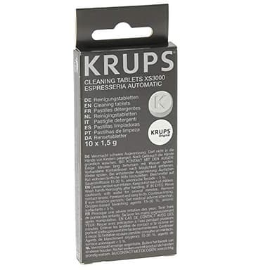 Krups Lot de 10 pastilles nettoyantes pour machines à café Full auto, Nettoie le circuit d’eau, Protège des surchauffes, Accessoire Officiel XS300010