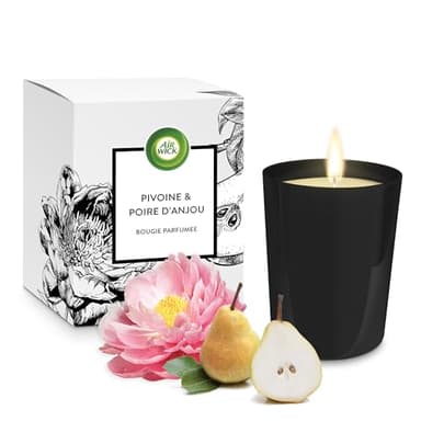 Air Wick Bougie Parfumée Pivoine et Poire Anjou – Bougie Décorative jusqu’à 40h de Combustion