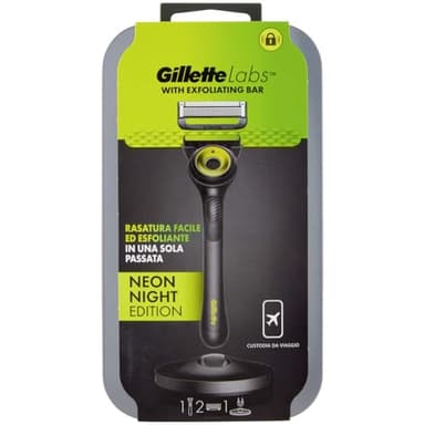 Gillette Labs Rasoir homme avec barre intégrée, étui de voyage, 2 lames de rechange