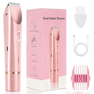 SJACXANM Rasoir Electrique Femme, 2 En 1 Epilateur Electrique Femme, Tondeuse FemmeIntime Avec Station De Charge USB, étanche Ipx7 Pour Maillot, Visage, Aisselles, Jambes, Bras, Corps (Rose)