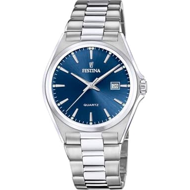 FESTINA, Montre, Cristal de Saphir, Super-LumiNova, Acier Inoxydable, Étanchéité 10 Bar/jusquà 100 mètres, Autonomie de la Batterie jusquà 2 Ans, Festina Casual Mens Blue Watch F20552/3