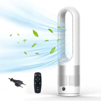 Kouamor 56cm Ventilateur Colonne, Ventilateur Sans Pale, Silencieux, Ventilateur Tour De Bureau,ChronoméTrage 8h, Oscillant à 80° Avec TéLéCommande,Ventilateur Colonne Pour Salon Et Chambre (argent)