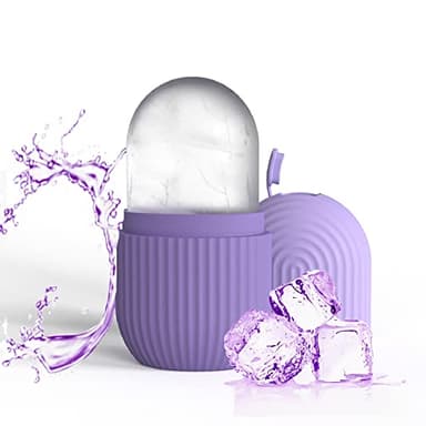 Joyeee Ice Roller, massage de la glace pour les yeux réutilisable, beauté du visage, soins de la peau compresse de glace rétrécit les pores réduit les poches améliore l'élasticité de la peau. (Violet)