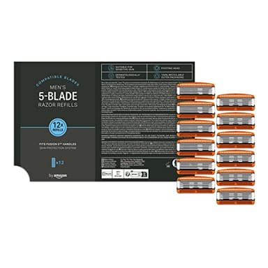 by Amazon Homme recharges, compatibles avec tous les manches Gillette Fusion5, 12 pièces