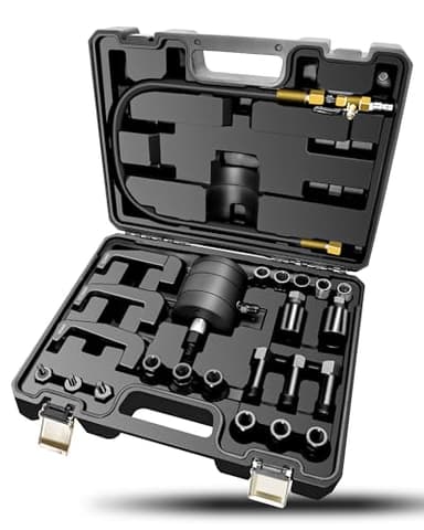 RUIZHI 24pc Extracteur D'Injecteur Pneumatique -Outil de Démontage pour Injecteurs, Injecteur de Carburant Diesel, Jeu d'Extracteurs avec 19 Adaptateurs, Compatible avec Bosch Delphi Denso Siemen