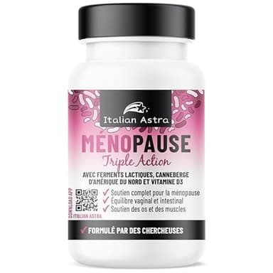 Ménopause & Pré-Ménopause | Complément Naturel Sans Hormones | Bouffées de Chaleur, Sommeil, Humeur | Probiotiques & Canneberge | 60 Gélules – Fabriqué en Italie