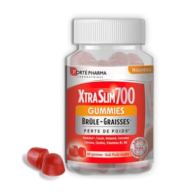 Forté Pharma – XtraSlim 700 Gummies | Complément alimentaire Brûle-Graisses Perte de Poids à base de Guarana, Wakamé, Curcuma, Chrome | 60 Gummies minceur
