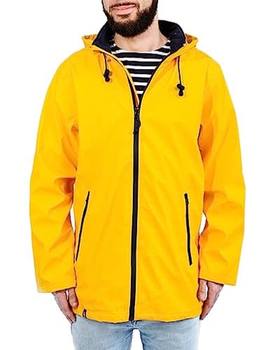 Breizh Ocean - Ciré Homme, du XS au 4XL, Création Française SARZEAU, Coutures Impermeables, Veste Imperméable Homme avec Doublure Rayée de Style Marinière avec Grande Taille Disponible