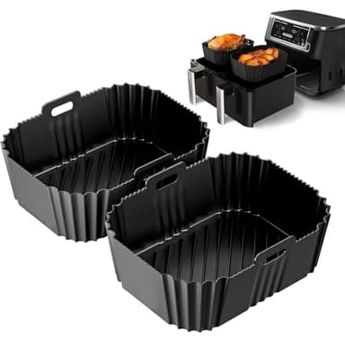 2 Paquet Moule Air Fryerpour Ninja Double Stack XL Friteuse Sans Huile SL400EU, Moule Silicone Air Fryer Réutilisable, Accessoire Air Fryer pour Ninja Foodi AF400EU AF300EU Double Stack SL400EU 9.5L