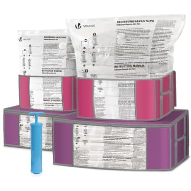 VOUNOT® Lot de Housse de rangement sous vide Grande Capacité XXL 4 Sacs sous vide avec 4 coffres de rangement 2 petits modèles 154L et 2 grands modèles 484L Housse de rangement duvet et couettes