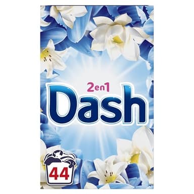 Dash 2en1, Lessive En Poudre, 44 Lavages, Parfum Air Frais et Fleurs Blanches, Avec Fraîcheur Lenor, Fabriquée En France