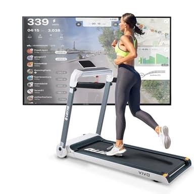 LOTTO Official Licensed Product Vivo Tapis de Course Electrique Pliable,2.5 HP, Max 120kg,Bluetooth Spax/Kinomap/Zwift,Inclinaison Automatique,Computer LED,1-15 km/h,121x46cm