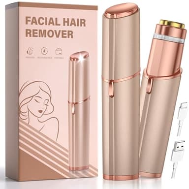 Épilateur facial pour femme : épilateur électrique indolore rechargeable pour lèvres supérieures, menton, duvet de pêche (doré)