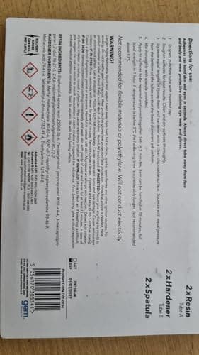 2 tube de colle forte de résine époxy, 2 tubes de durcisseur et 2 spatules en plastique pour mélanger et étaler Pour métal, verre, plastique, céramique