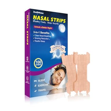 ZenithHome® Bandelettes Nasales, 100 pièces Ecarteur Nasal, Nouveau Ruban Bande Nasale Amélioré à 3 Tiges de Support, Anti Ronflement Efficace Puissant, Améliore la Respiration et le Sommeil (Large)