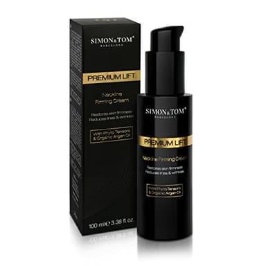Simon&Tom Premium Lift, Crème Hydratante Raffermissante Cou et Décolleté, Effet Lifting Immédiat, Peau lisse anti-rides, Complexe Phyto Tenseur, Avec huile d'Argan Bio, 100ml