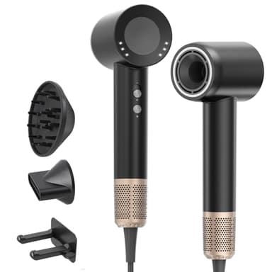 Seche Cheveux, Sèche Cheveux Professionnel Avec Moteur Brushless Haute Vitesse 160 000 tr/min, Débit d’air 65 m/s, 300 Millions d’ions Négatifs, 59 dB, Faible Bruit Pour Maison et Voyages, Noir
