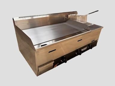 Le Barbecue Gaulois Plancha Gaz avec Friteuse, Combiné en Inox, 14400W, Butane/Propane