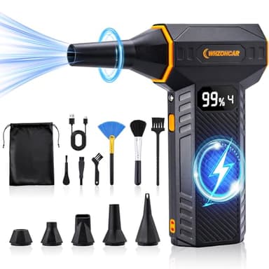 Souffleur Air Comprimé 4 Vitesses 200000 TR/Min mini Souffleur sans Fil Puissant avec Batterie 12000mAh pour Le Nettoyage de Canapé, Voiture,Nettoyage PC, Maison pour Animaux domestiques air Duster