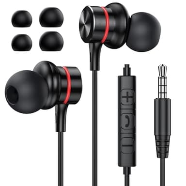 MOSWAG Écouteurs Intra-Auriculaires, Ecouteurs Filaire Jack 3.5mm avec Microphone, Écouteurs Intra-Auriculaires Confortable Réduction du Bruit Son Stéréo Contrôle Compatibilité avec Galaxy, MP4