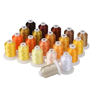 Simthread Kit de fils pour machine à broder 800Y 21 bobines de couleurs marron et or pour un design de broderie professionnel