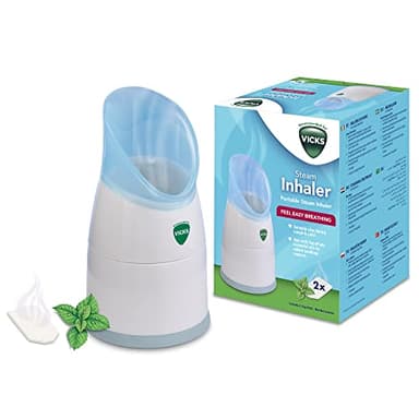 Vicks Inhalateur de vapeur portable - Adapté en cas de toux, rhume et nez bouché - Compact - Facile à utiliser - Portable - Passe au lave-vaisselle -Avec VapoPads aux huiles essentielles - V1300