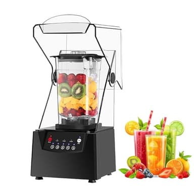 Mixeur professionnel silencieux 2200W avec couvercle insonorisé, 6 lames inox, broyeur à glace, 2L grande capacité, blender multifonction smoothie, jus, soupes