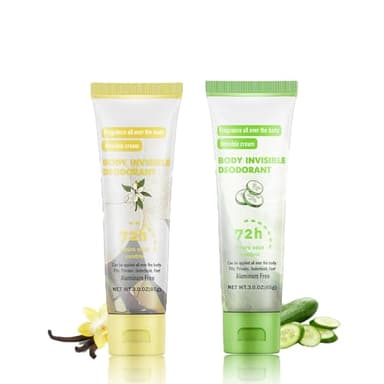 Lot de 2 gels anti-transpirants pour le visage, les mains et les pieds, anti-transpirant, 72 heures, protection contre la transpiration et les odeurs (vanille + concombre)