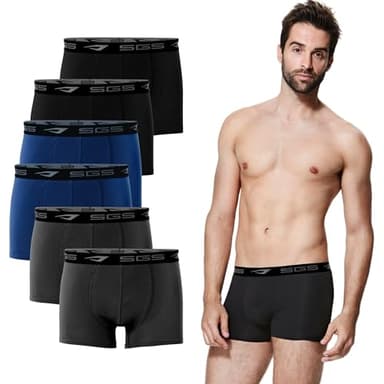 SGS Calecon Homme - Lot de 5 Boxer Homme Bambou Respirant, sous-Vêtement Idéal pour Sport et Quotidien, Effet Anti-Transpiration