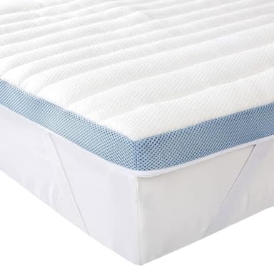 Amazon Basics Surmatelas de Mousse à Mémoire de Forme avec Sangles, 160 x 200 x 5 cm, Blanc