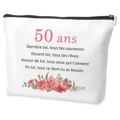 Cadeau Femme 50 Ans,Idée Cadeau Femme 50 Ans Anniversaire,Cadeaux Anniversaire Femmes,Idee Cadeaux Femmes Anniversaire,Trousse à Maquillage,Idée Cadeau Noel