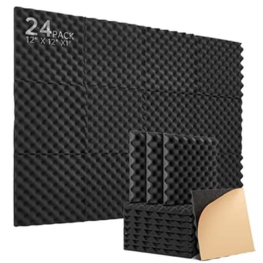 Lot de 24 Panneaux de Mousse Acoustique Autocollants, Mousse Anti-bruit Panneau Acoustique Haute Densité Isolant Phonique, Pour Podcasting, Studios d'enregistrement, Plafonds 30×30×2,5 cm