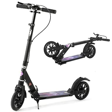ISE Trottinette en Aluminium Pliable 2 Roues,Hauteur de Guidon Réglable,Double Système d'absorption de Choc & Freinage,Grande Roue avec Pneu Antidérapant,pour Adultes et Adolescents de 12 Ans