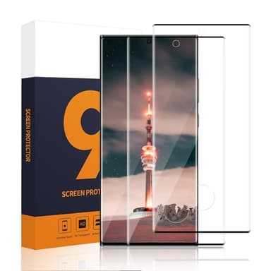 Carantee Verre trempé pour Samsung Galaxy S23 Ultra 5G, Anti Rayures Protection écran, 9H Ultra Résistant, Bords noirs incurvés 3D, Sans Bulle, Tactile sensible, 2 Pièces HD S23 Ultra Vitre Protection