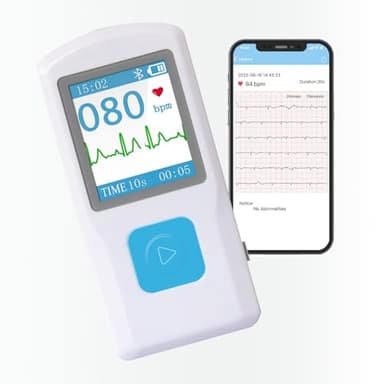 ECG Moniteur personnel de fréquence cardiaque avec écran LCD et stockage, moniteur ECG portable compatible avec smartphone et PC, résultats instantanés en 30 secondes