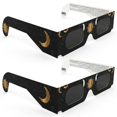 VOLTNGO Lunettes pour éclipse solaire 2-Pack Éclipse Shades Certifiées ISO 12312-2 & CE Lunettes de Vision Solaire Sécurisées – 12 Août 2026 (Totale en Espagne, Partielle au UK/FR/DE) pour Adultes