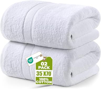Utopia Towels - Luxueux Drap de Bain géant 2 pièces, 100% Coton filé à Anneaux, très Absorbant et à séchage Rapide, Serviette de Bain/Serviette de Sauna, Super Douce (90 x 180 cm, Blanc)