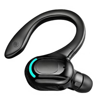 Kryolithm Oreillette Bluetooth sans Fil Mono, Autonomie 20h, V5.2 Kit Main Libre Professionnel avec Micro à ecouteurs de Bruit pour iPhone Android PC, Bureau, Conduite, Sport, oreillette Tour 360°