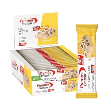 Premier Protein High Protein Bar Crispy Peach 16x40g - Haute teneur en protéines + Sans huile de palme