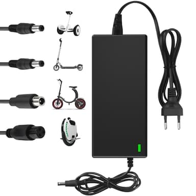 Dufuso Chargeur Trotinette Electrique, 42V 2A Chargeur Universel pour Toutes Les Batteries Lithium de 36V, Chargeur Hoverboard avec 4 Connecteurs, Compatible avec Ninebot,Xiaomi et d'autres