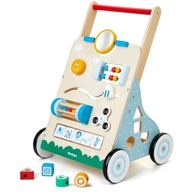 Trotteur en bois 10 en 1 Utilisez-le comme chariot de marche pour bébé Avec roues en caoutchouc et centre d’activité Aide à la marche Jouet pour garçons et filles