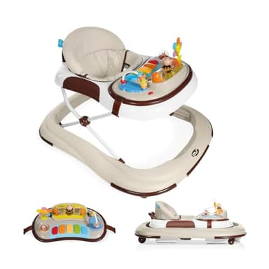 MS BabyWorld - Trotteur BASIC PLUS - Trotteur pour bébé avec plateau de jeux interactif avec sons | Base anti-basculement | Déambulateur roues en silicone et 3 positions de hauteur