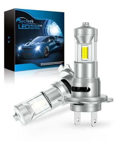 Sycreek H7 LED 30000LM, Ampoule LED H7 10000RPM Ventilateur, 50000+ Heures de Durée de Vie, 1:1 Mini Design 6500K Blanc Froid, Plug-N-Play, Lot de 2