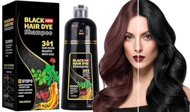 Shampoing Colorant,Shampoing Colorant Naturel Cheveux Blancs,Hair Dye Shampoo,Shampooing Teinture Instantanée pour Cheveux,Shampoing Colorant,Shampoing Couleur,Teinture Cheveux (Black, 500 ml)