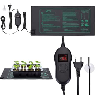 LERWAY Tapis Chauffant pour Plantes avec Contrôleur de Température, Serre de Germination Imperméable Accélérer la Germination des Graines, Coussin Chauffant pour Reptile 30 Watts, 52 × 25 cm