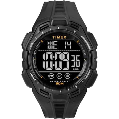 Timex Sport Montre pour hommes, 43 mm, bracelet en résine noir, cadran numérique, boîtier noir TW5M63700