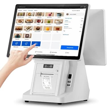 HNBYLMM Caisse Enregistreuse Intelligente, Caisse Enregistreuse Pos avec 15.6" Double écran Tactile, Imprimante 58mm Intégrée, 8 Go de RAM, SSD 128 Go, Système Caisses Pos pour Petites Entreprises